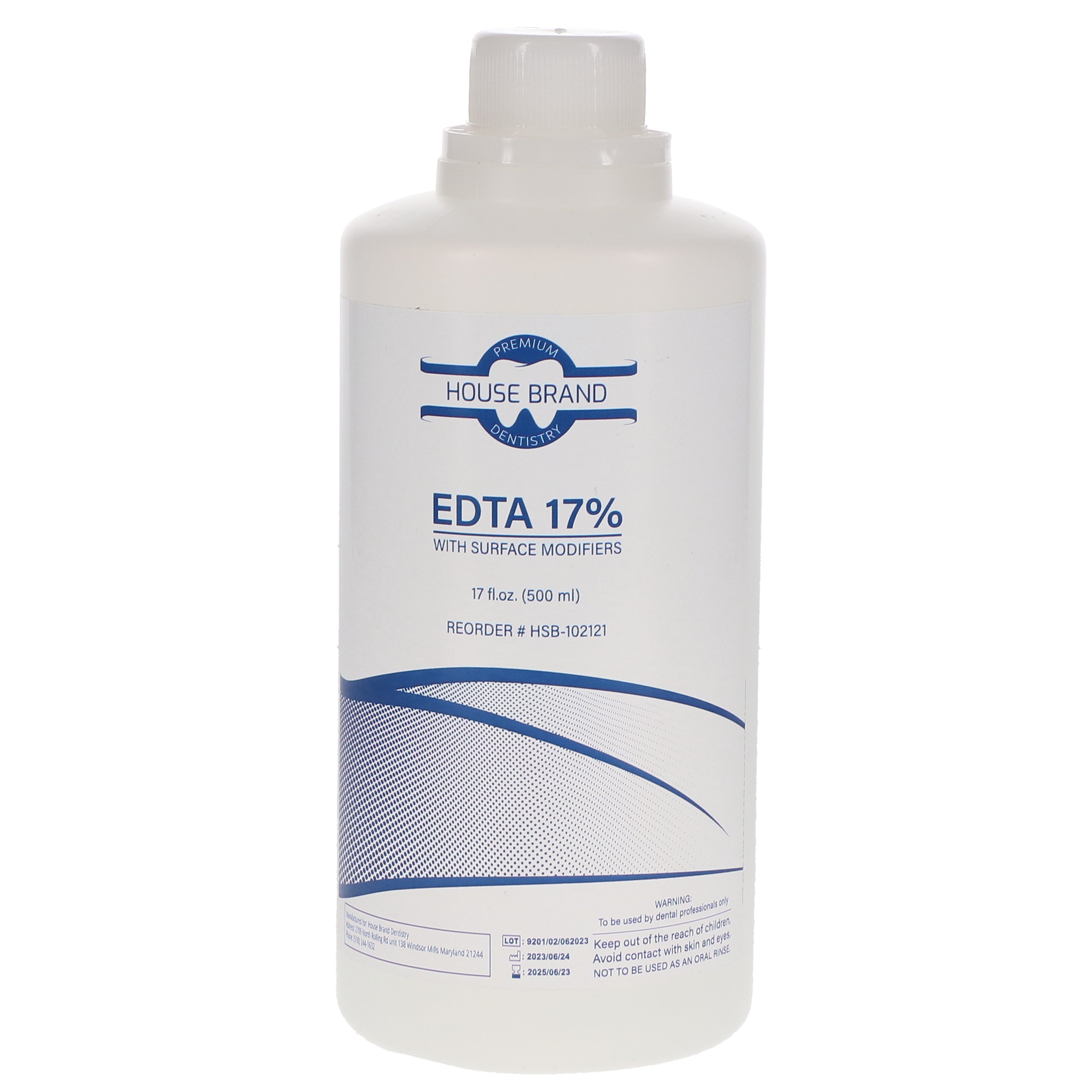 House Brand Dentistry 102121 EDTA 17% Solution With Surface Modifiers 500 mL House Brand Dentistry 102121 EDTA 17% Solution With Surface Modifiers 500 mL